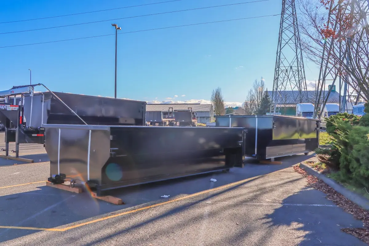 Roll-off dumpster ready for waste disposal at job site for 4 Yard Dumpster Rental in El Reno